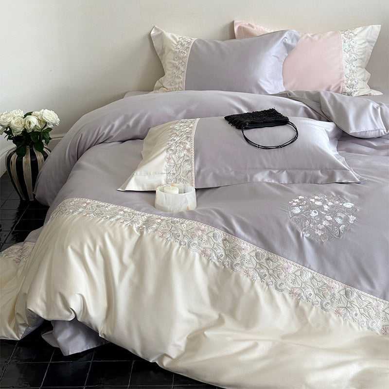 Luxury Floral Embroidered Cotton Bedding Set | Aurelie Home